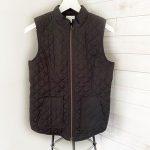 J. Jill Heritage Quilted Vest Women's Full Zip Size XS - Black